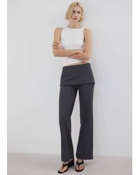 Mango - Straight-Leg Trousers With A Mixed Design - Lyst