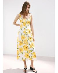 Mango - Floral-Print Dress With Gathered Waist - Lyst