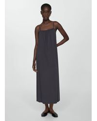 Mango - Long Dress With Straps Medium - Lyst