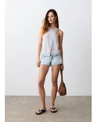 MANGO TEEN - Studded Turn-Up Mini Shorts - Lyst