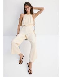 Mango - Halter Jumpsuit With Belt Detail - Lyst