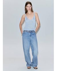 Mango - Openwork Lurex Knit Top - Lyst