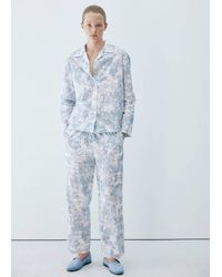 Mango - Printed Cotton Trousers - Lyst