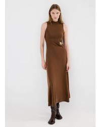 Mango - Turtleneck Knitted Dress With Brooch - Lyst