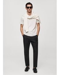 Mango - Slim-fit Textured Cotton Polo Shirt - Lyst