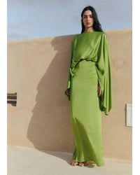 Mango - Puffed Sleeves Satin Dress - Lyst