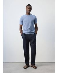 Mango - 100% Linen Relaxed-Fit Trousers With Drawstring - Lyst