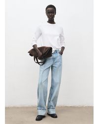 Mango - Wide-Leg-Jeans Mit Umgeschlagenem Beinabschluss - Lyst
