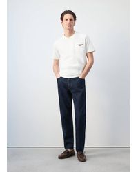 Mango - 100% Cotton T-Shirt With Embroidered Graphic Pocket - Lyst
