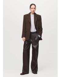 Mango - Wide Leg Faux-Leather Trousers - Lyst