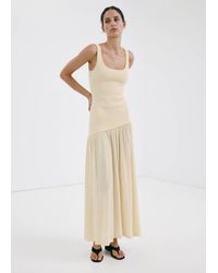 Mango Asymmetrical Low-knit Dress in White | Lyst