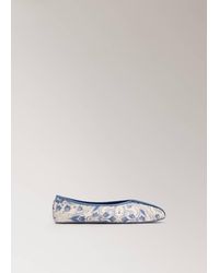 Mango - Printed Satin Ballerina With Contrast Piping - Lyst