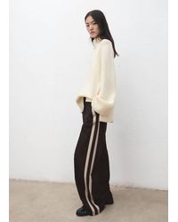Mango - Wide Leg Trousers With Contrast Stripe - Lyst