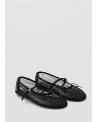 Mango - Mesh Ballerina Flats With Buckle Strap - Lyst