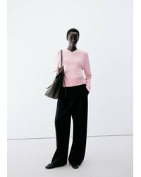 Mango - Gestreifter Strickpullover Mit V-Ausschnitt - Lyst