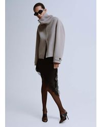 Mango - Satin Asymmetric Short Skirt With Lace - Lyst