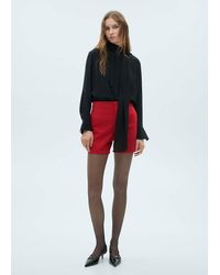 Mango - High-Waisted Cotton Shorts - Lyst