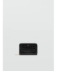 Mango - Medium Glossy Croc Wallet - Lyst