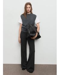 Mango - Knitted Vest With Seam Detail Charcoal - Lyst