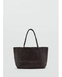 Mango - Braided Leather Shopper Bag - Lyst