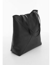 Mango - Leather Shopper Bag - Lyst