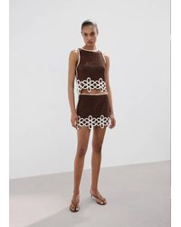 Mango - Crochet Skirt With Floral Embroidery - Lyst