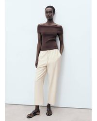 Mango - Drawstring Flowy Trousers - Lyst