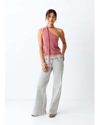 MANGO TEEN - Wide Leg Jeans With Stud Details - Lyst