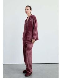 Mango - Striped Pajama Trousers - Lyst