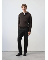 Mango - Regular Fit Wool Blend Trousers With Pleats - Lyst