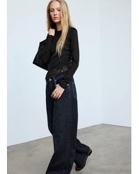 Mango - Fitted T-Shirt With Lace Trim - Lyst