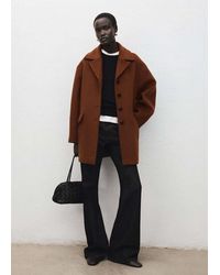 Mango - Wool-Blend Coat With Button Fastening - Lyst