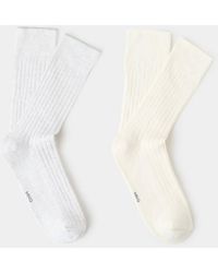 Mango - Pack Of 2 Ribbed Cotton Socks Ecru - Lyst