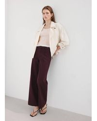 Mango - High-Waisted Wide Leg Jeans With Stitching - Lyst