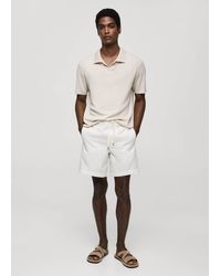 Mango - 100% Cotton Drawstring Bermuda Shorts Off - Lyst