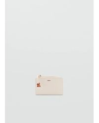 Mango - Petit Portefeuille À Perles Écru - Lyst
