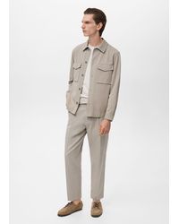 Mango - Lyocell Cotton Jacket With Pockets Light/Pastel - Lyst