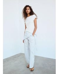 Mango - Straight-Leg Trousers With Detachable Scarf - Lyst