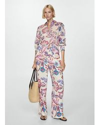 Mango - Flowy Floral Print Shirt - Lyst