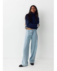 MANGO TEEN - Wide Leg Stitched Jeans - Lyst