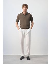 Mango - Knitted Polo Shirt With Zip - Lyst