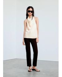 Mango - Draped Neck Satin Top - Lyst