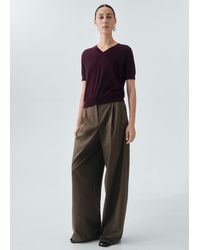Mango - Pullover 100% Lana Collo A V Vino - Lyst