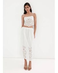 Mango - Midi Skirt With Embroidered Details - Lyst