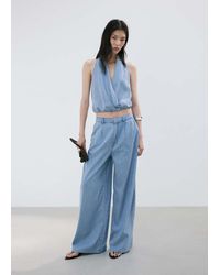 Mango - Lyocell Top With Draped Neck - Lyst