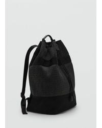 Mango - Sac À Dos Type Seau Cordon Noir - Lyst
