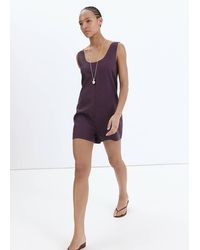 Mango - Linen Jumpsuit With Open Back - Lyst