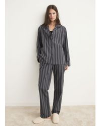 Mango - Gestreiftes Pyjama-Hemd Mit Gewebten Streifen - Lyst