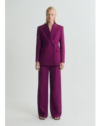 Mango - Straight-Fit Linen-Blend Suit Trousers - Lyst