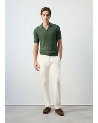 Mango - Ribbed Linen Lyocell Blend Polo - Lyst
